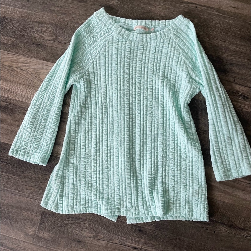 Soft Surroundings shirt top pullover button back Sz M